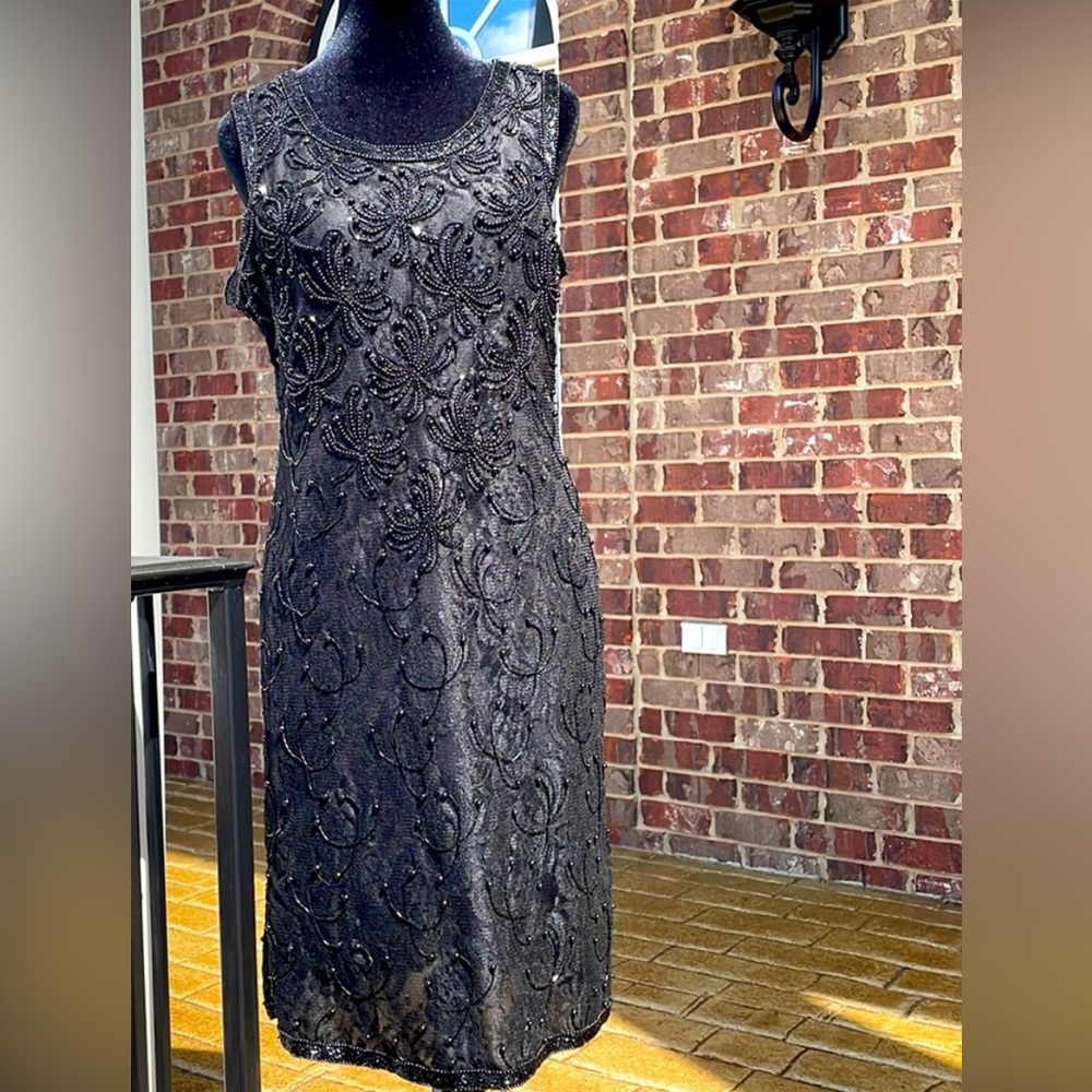 Beaded Laurence Kazar Black Dress